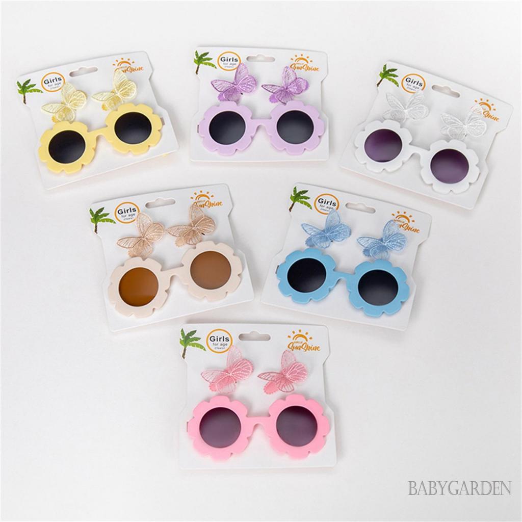 / / Bộ Kẹp Tóc Kính Mát Hình Bướm / Hoa Hướng Dương Hoạt Hình Cho Bé Gái Dự Tiệc