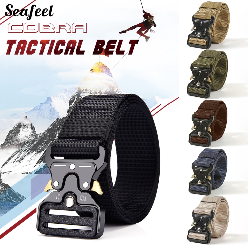 Thắt Lưng Sinh Tồn Màu Trơn Tháo Lắp Nhanh Có Khóa Điều Chỉnh Được Chuyên Nghiệp Không Cần Dùng Ngoài Trời Cho Nam