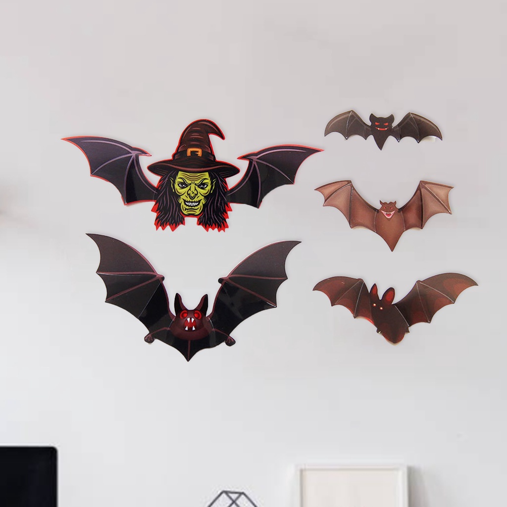 Bộ 12 Miếng Dán Tường Trang Trí Hình Dơi 3D Sáng Tạo Chống Xé Cho Tiệc Halloween