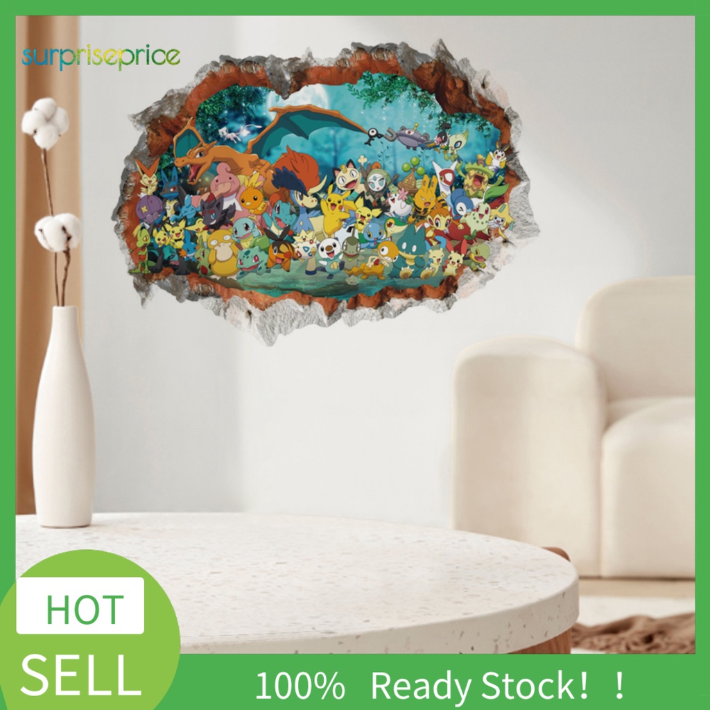 Miếng Dán Tường Bằng PVC Họa Tiết Hoạt Hình 3D Cỡ Lớn Chống Thấm Nước Có Thể Tháo Rời Trang Trí Nhà Cửa