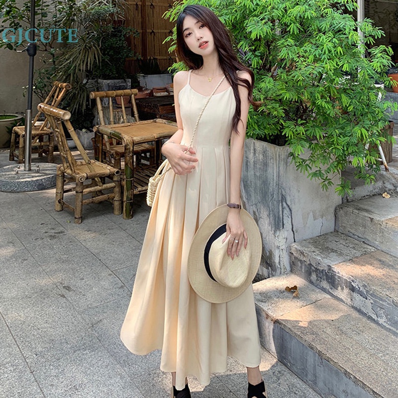 Đầm Dài Dáng Chữ A Không Tay Phong Cách Pháp Thời Trang Mùa Hè Cho Nữ