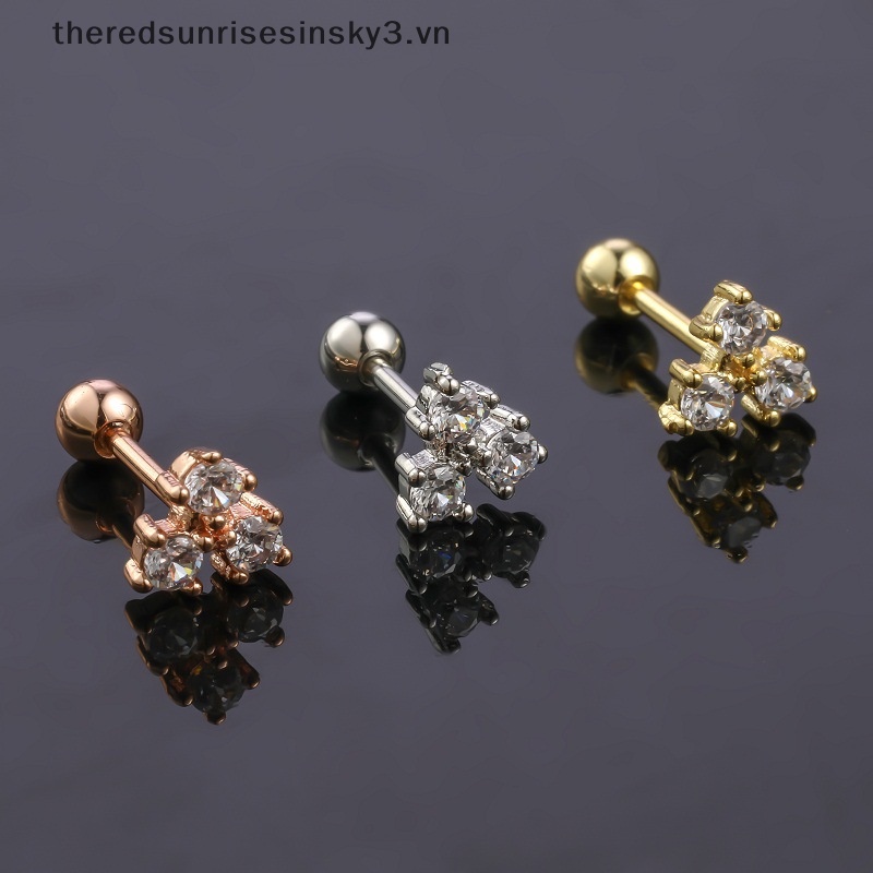 1 Đôi Khuyên Tai Hình Hoa Zircon Thời Trang Cho Nữ