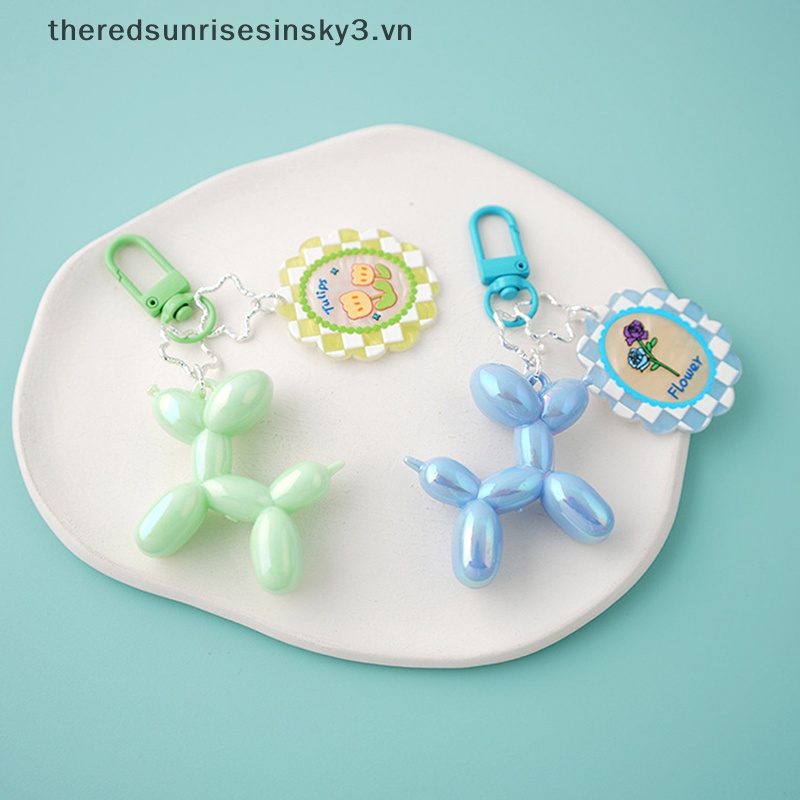 # # Móc Chìa Khóa Resin Hình Chú Chó Và Bóng Bay Bằng Nhựa Đáng Yêu Thời Trang Chống Thất Lạc Làm Quà Tặng Trang Sức