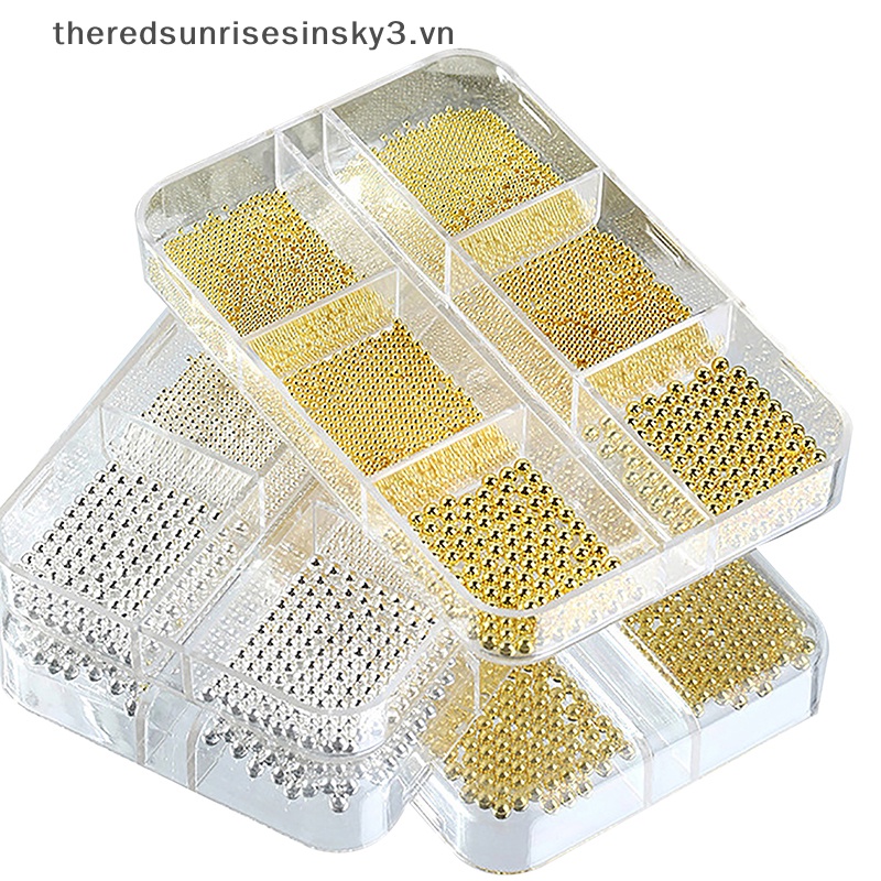 Hộp 6 Ngăn Đựng Hạt Caviar Kim Loại Mini Thiết Kế 3D Trang Trí Móng Tay Thời Trang DIY