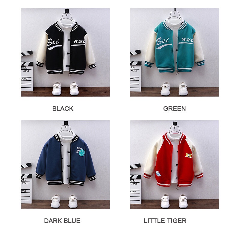 Áo Khoác Bóng Chày Dày Dặn Thời Trang Xuân Thu Cho Bé Trai Và Gái