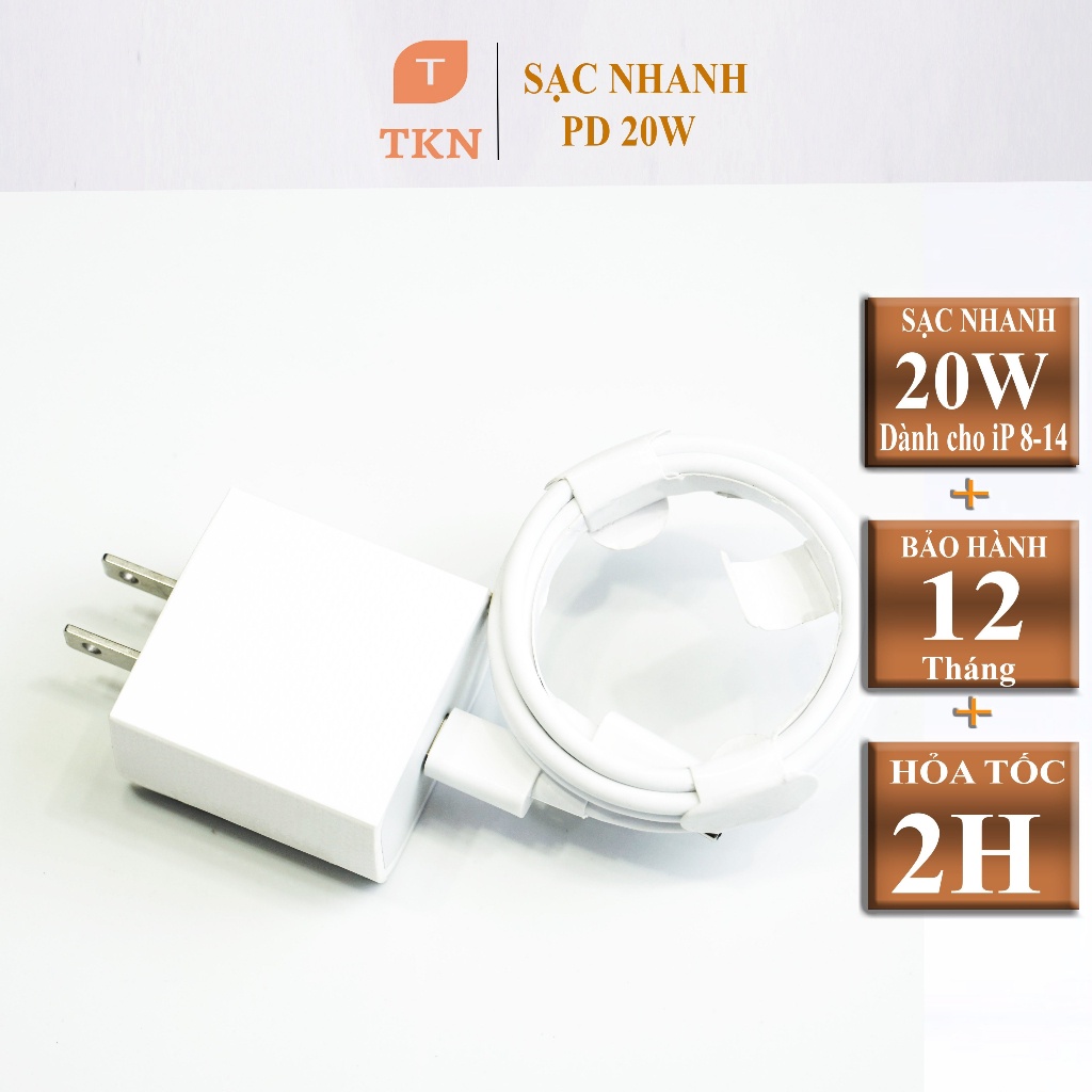 Sạc Nhanh iP 20W Sử Dụng Cho iP 8/8 Plus/ X /Xr/Xs Max/11/12/13/14 Pro Max , Bảo hành 12 tháng TKN LC DESIGN