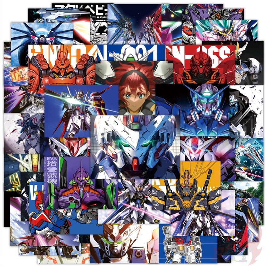 50 Cái / Bộ ❉ Gundam. Áp Phích Mini Series 01 Dán ❉ Sticker Dán Tường Chống Thấm Nước Họa Tiết Doodle Hợp Thời Trang