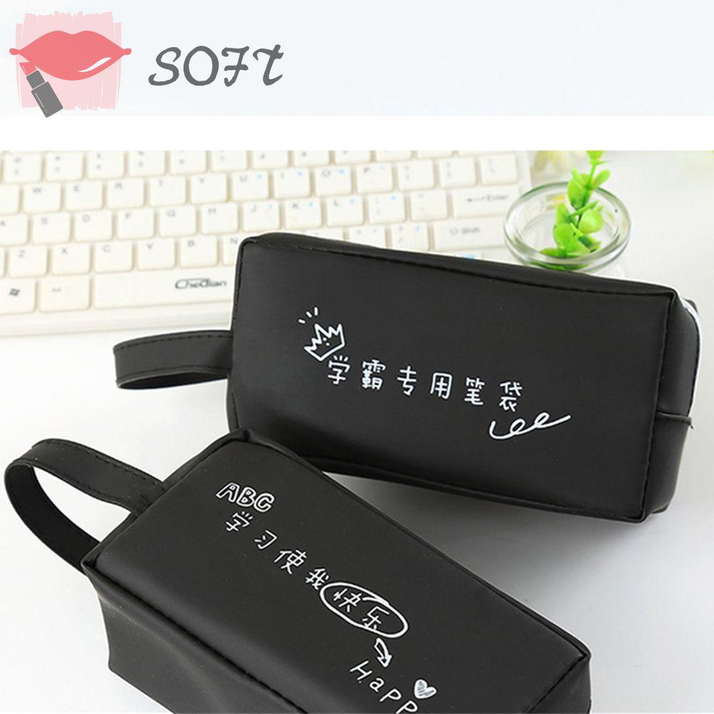 SOFTNESS Túi Đựng Bút Bằng Silicon Màu Đen Chất Lượng