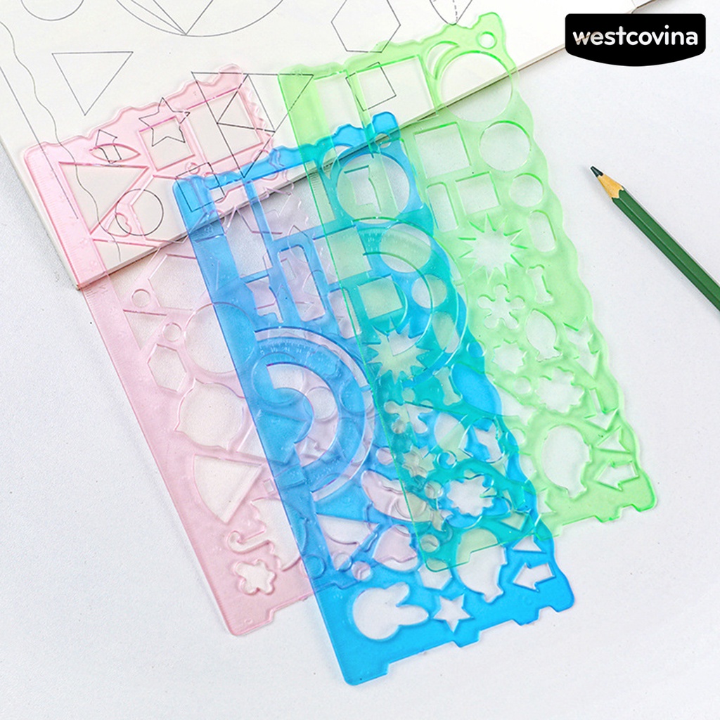 [WSTN] [WSTN]✎Set 2 Thước Kẻ Vẽ Hình Học Đa Năng Trong Suốt Độ Chính Xác Cao