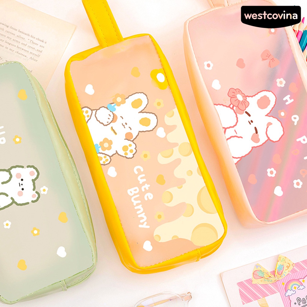 [WSTN]✎Túi Đựng Bút Trong Suốt Chống Bụi Sức Chứa Lớn In Họa Tiết Hoạt Hình Dễ Thương Dùng Hàng Ngày