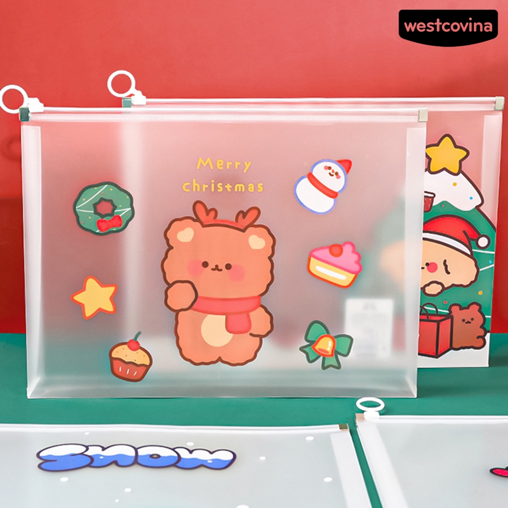 [WSTN]✎Túi Đựng Tài Liệu A4 Trong Suốt Chống Thấm Nước Sức Chứa Lớn Có Khóa Kéo Họa Tiết Hoạt