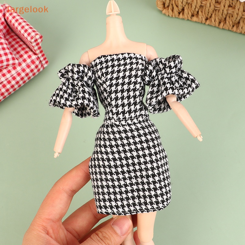 Đầm Tay Phồng 29cm Họa Tiết Kẻ Sọc Thời Trang Cho Búp Bê