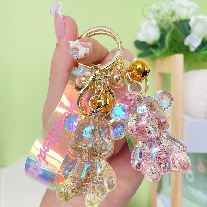 Móc Khóa Hình Gấu Bằng Acrylic Đính Pha Lê Nhiều Màu Dễ Thương