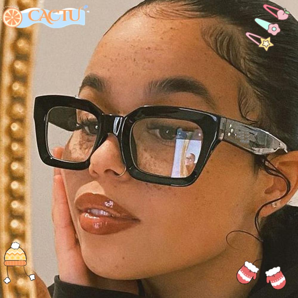 CACTU Kính Mát Gọng Vuông Chống Tia UV Phong Cách Vintage