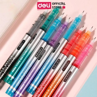 Bút Mực Gel Xanh Đen Nhanh Khô Viết Bi Nước Siêu Mướt Nhiều Màu 0.5mm Deli - Viết Thư Pháp Chép Kinh Ống Mực Liền S853