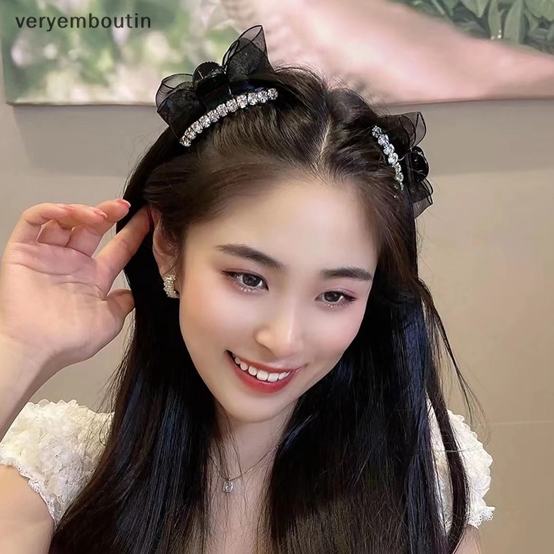 Kẹp Tóc Càng Cua Đính Đá Phối Nơ Tua Rua Lấp Lánh Phong Cách Cổ Điển Thời Trang Cho Nữ