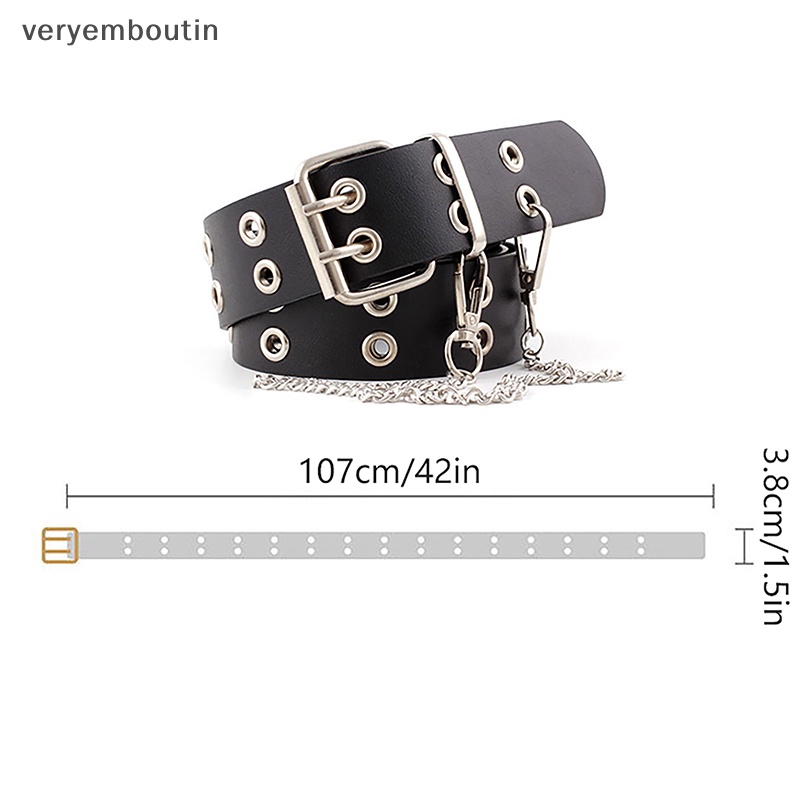Thắt Lưng Có Khóa Cài Phối Dây Xích Phong Cách Punk Hip hop Đa Năng Thời Trang Cho Nữ