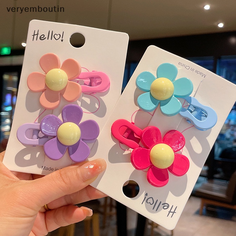 Bộ 2 Kẹp Tóc Hình Hoa Nhiều Màu Sắc Ngọt Ngào Thời Trang Cho Nữ