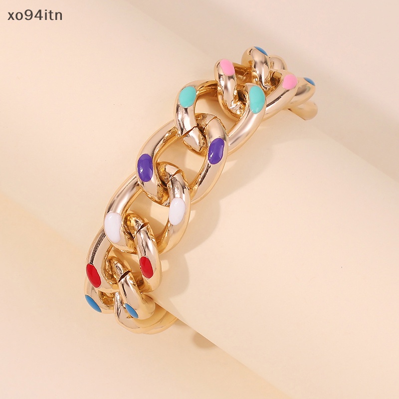 Vòng Tay Dây Xích Bằng Nhôm Sơn Nhiều Màu Phong Cách Hip hop Cho Nữ