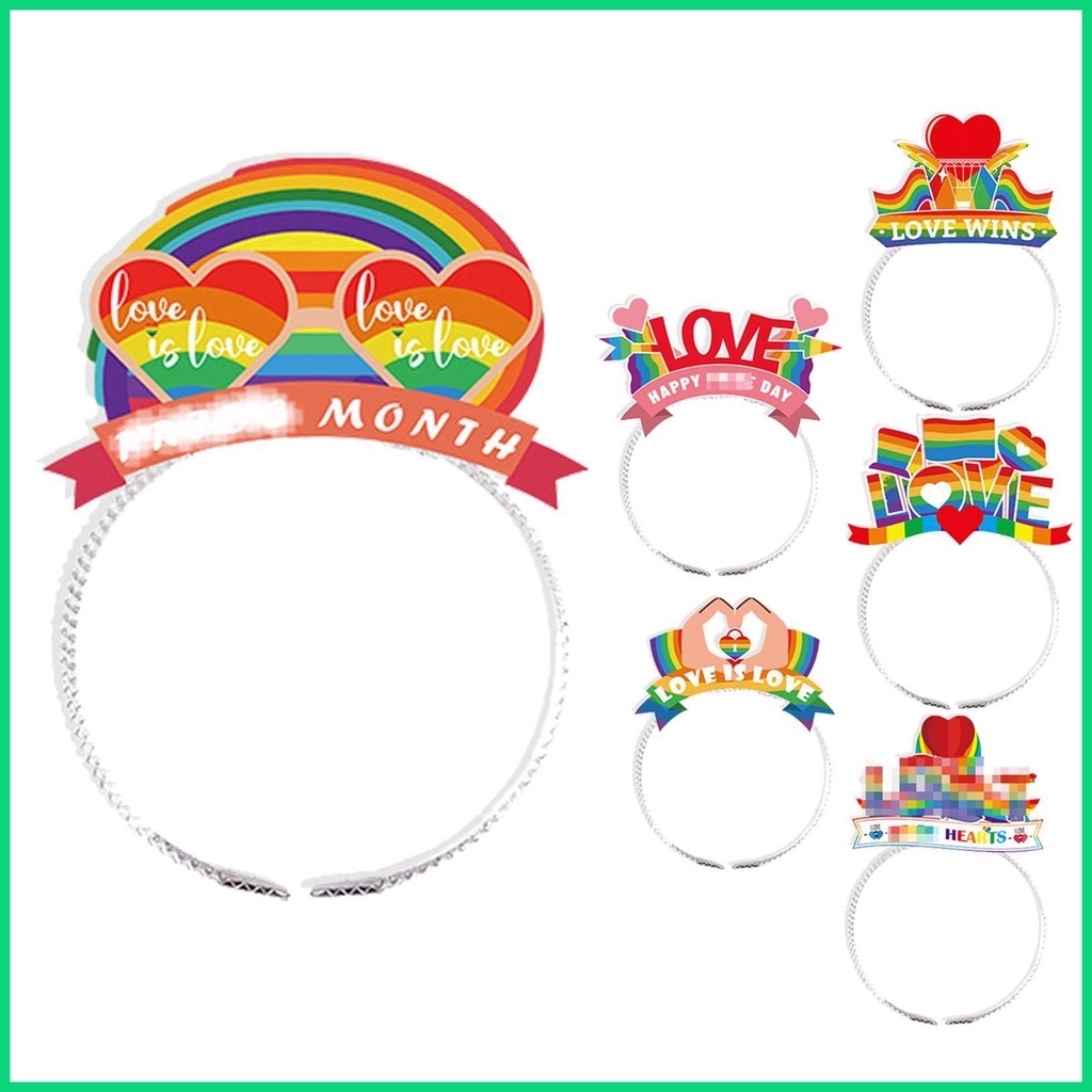 Set 6 Băng Đô Cài Tóc Hình Trái Tim Màu Sắc Cầu Vồng LGBTQ Cho Nam Và Nữ