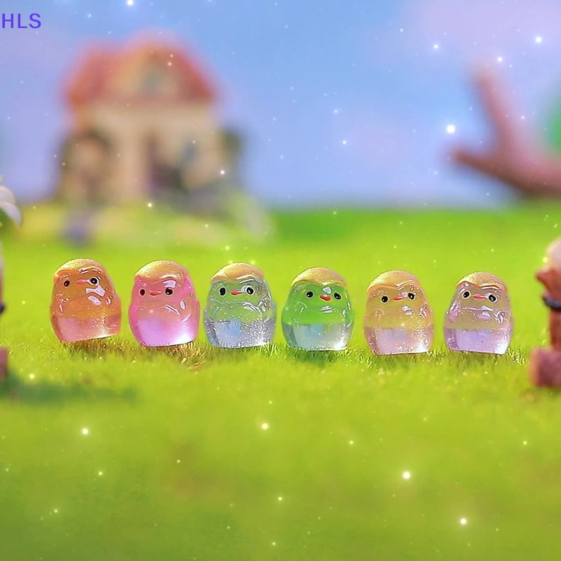 Bộ 5 Tượng Gà Con Hoạt Hình Mini Màu Dạ Quang Trang Trí Tiểu Cảnh