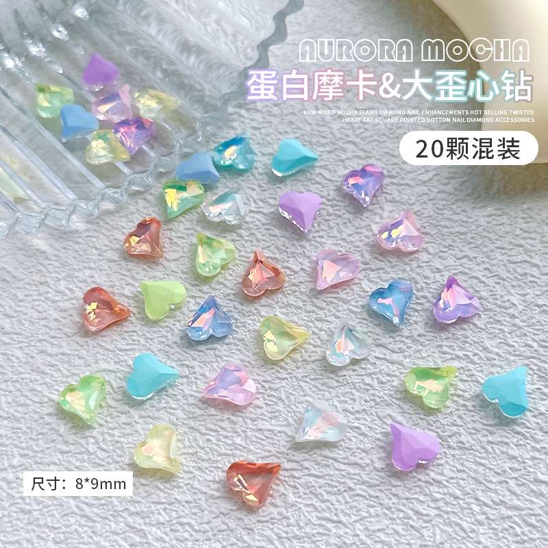 Set 20 Phụ Kiện Trang Trí Móng Tay Hình Vuông / Bướm / Pha Lê Siêu Lấp Lánh DIY