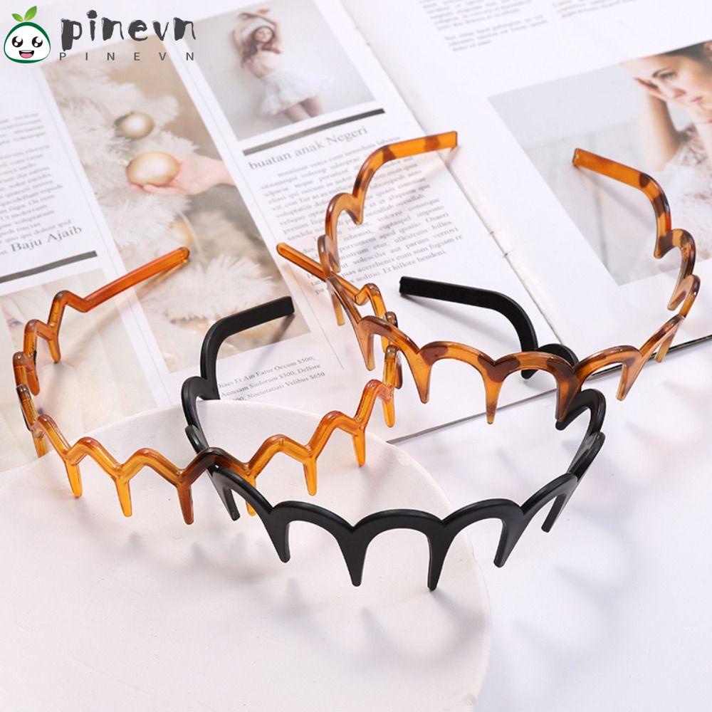 PINEVN Băng Đô Cài Tóc Rửa Mặt Trang Điểm Bản Rộng Họa Tiết Zigzag