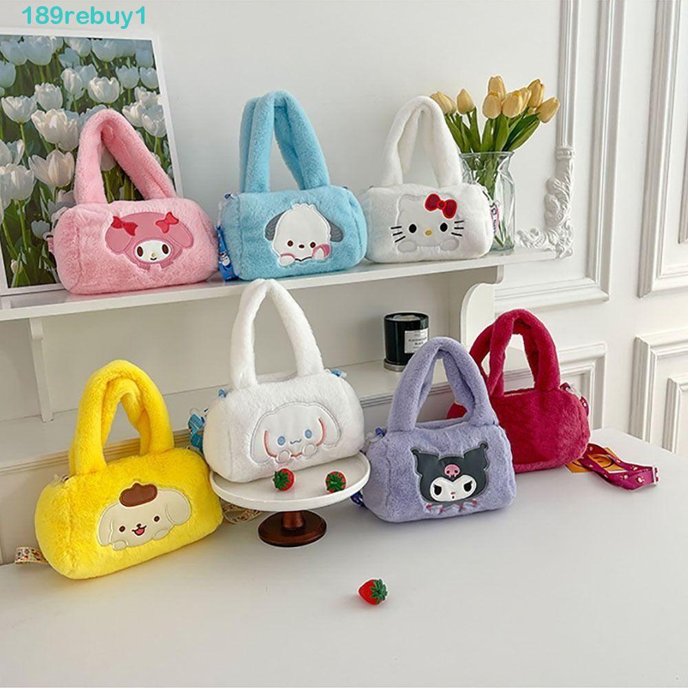 REBUY1 Túi Đeo Chéo Vai Bằng Vải Bông Sức Chứa Lớn Họa Tiết Hoạt Hình Kuromi Melody Cinnamoroll Melody Cho Trẻ Em