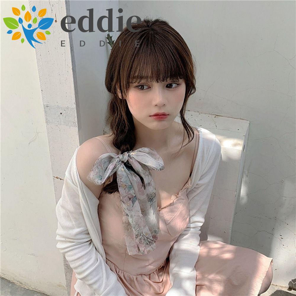 26EDIE Dây Buộc Tóc Thắt Nơ In Họa Tiết Hoa Đơn Giản Phong Cách Hàn Quốc Cho Nữ