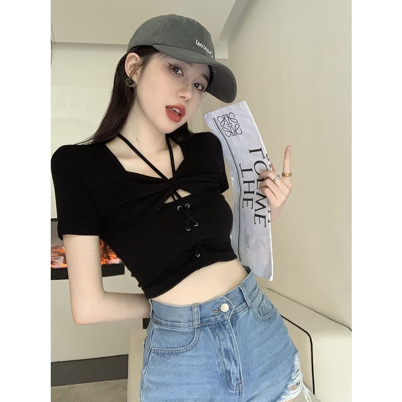 Áo Thun Dáng Ôm Hở Lỗ Thời Trang Cho Nữ