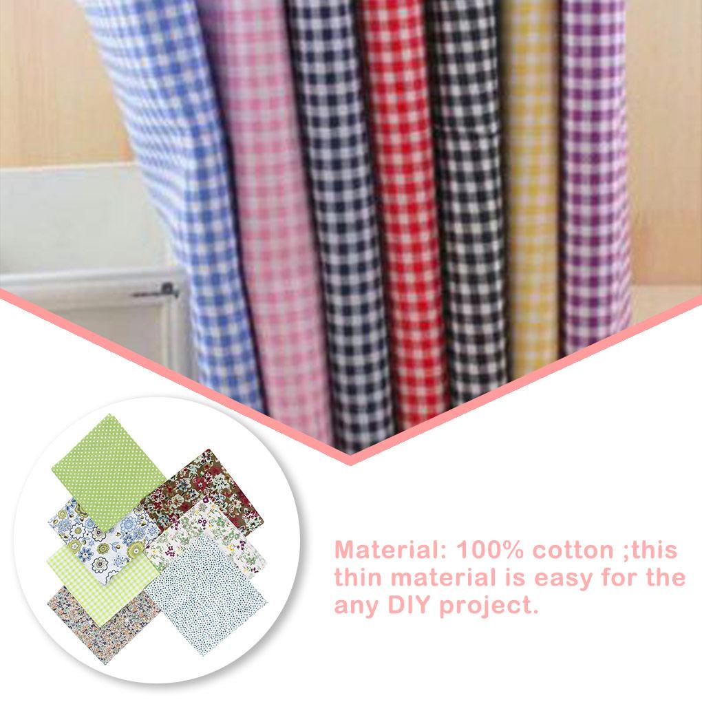 Set 7 Tấm Vải Cotton Màu Xanh Lá In Họa Tiết Hoa Nhiều Màu Sắc Dùng May Vá DIY