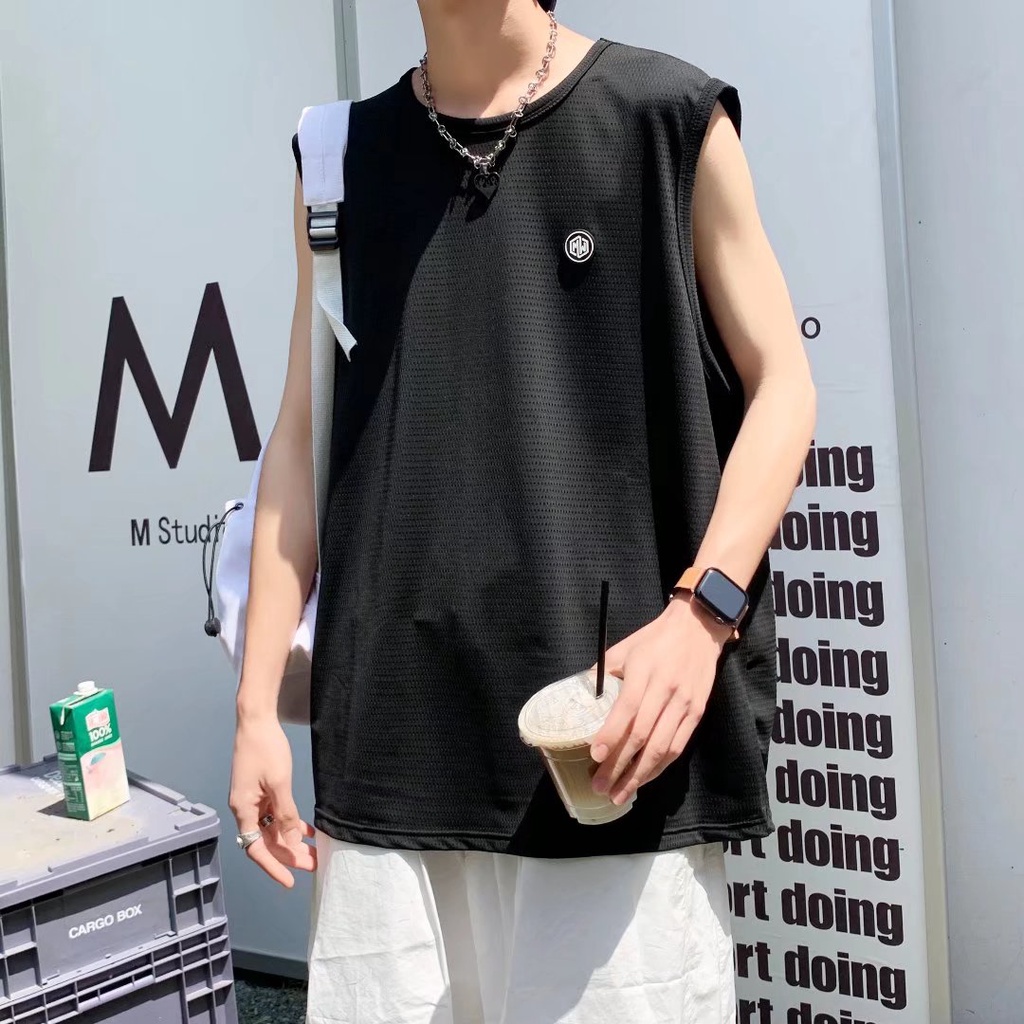 Áo Thun Cotton Không Tay Dáng Rộng Phong Cách Đường Phố Mỹ Thời Trang Mùa Hè Cho Nam