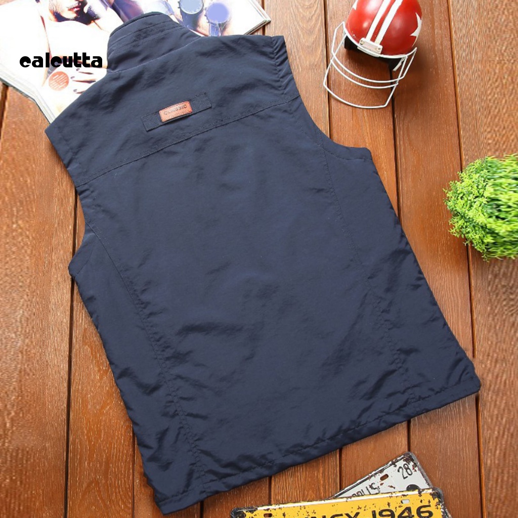 Áo Khoác Câu Cá Không Tay Cổ Bẻ Màu Sắc Trơn Siêu Mỏng Thoáng Khí Dành Cho Nam Giới