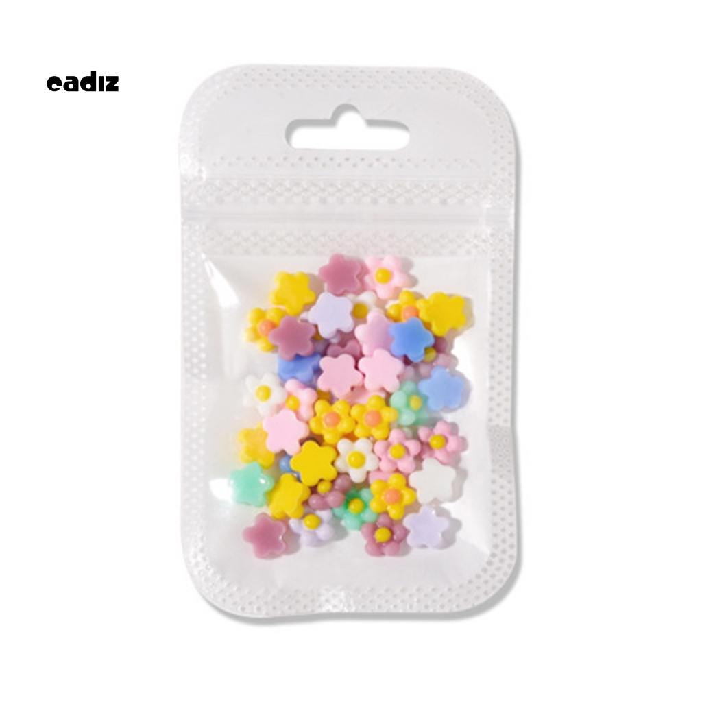 Bộ 50 Phụ Kiện Trang Trí Móng Tay Hình Bông Hoa 3D Bằng Nhựa Resin Màu Sắc Tươi Sáng Chống Thấm Nước Dành Cho Nữ