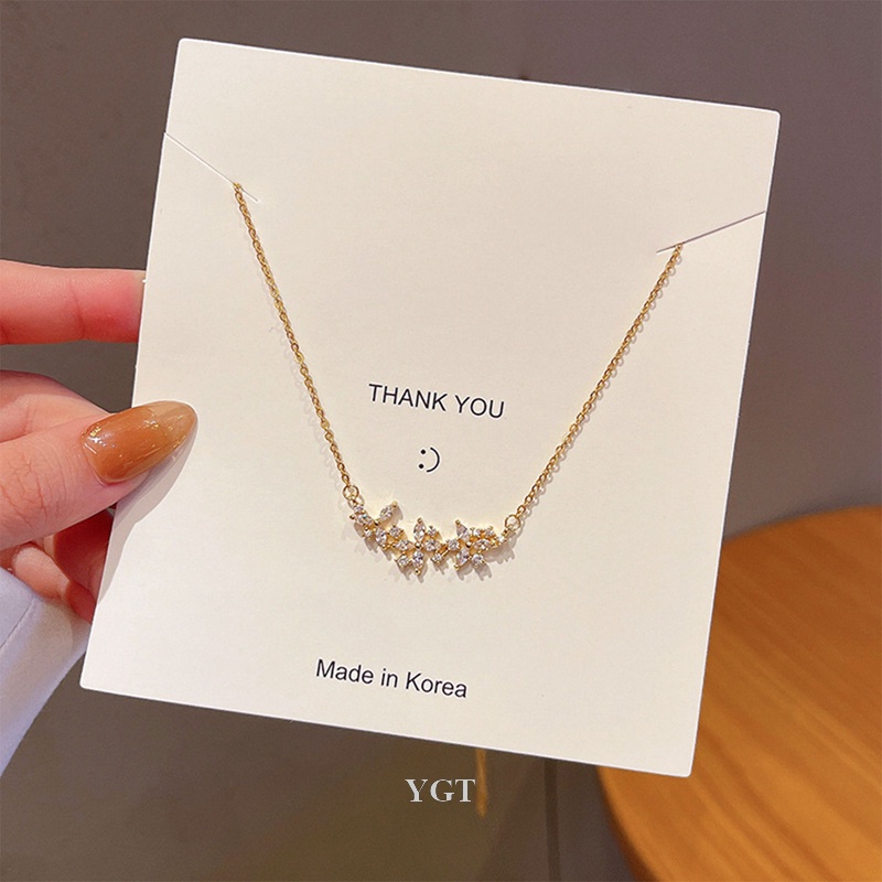 Ygt Vòng Cổ Choker Bằng Thép Titan Mặt Hình Cánh Hoa Đính Đá Zircon Sang Trọng Thời Trang Cho Nữ