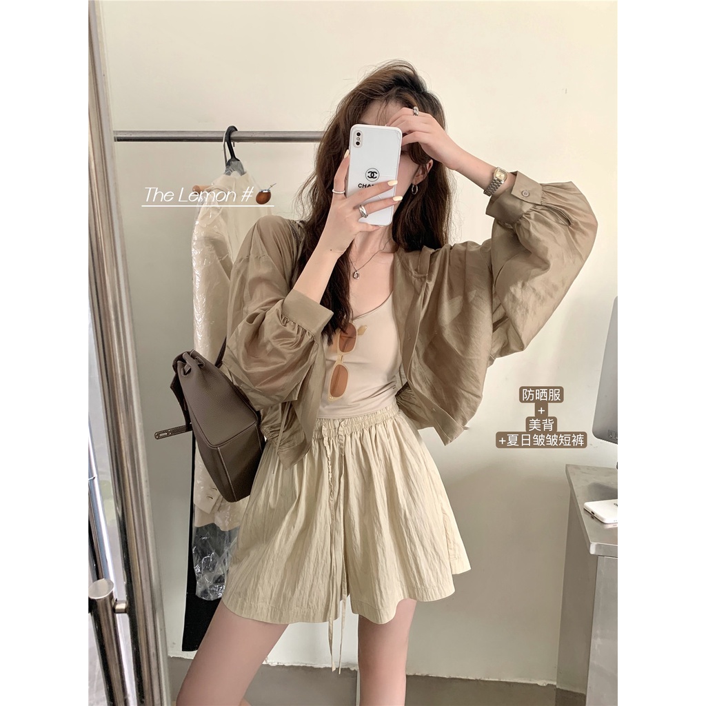 Quần ngắn ống rộng Dây Rút Phong Cách Hàn Quốc Thời Trang Mùa Hè Hàng Mới Dành Cho Bạn Nữ