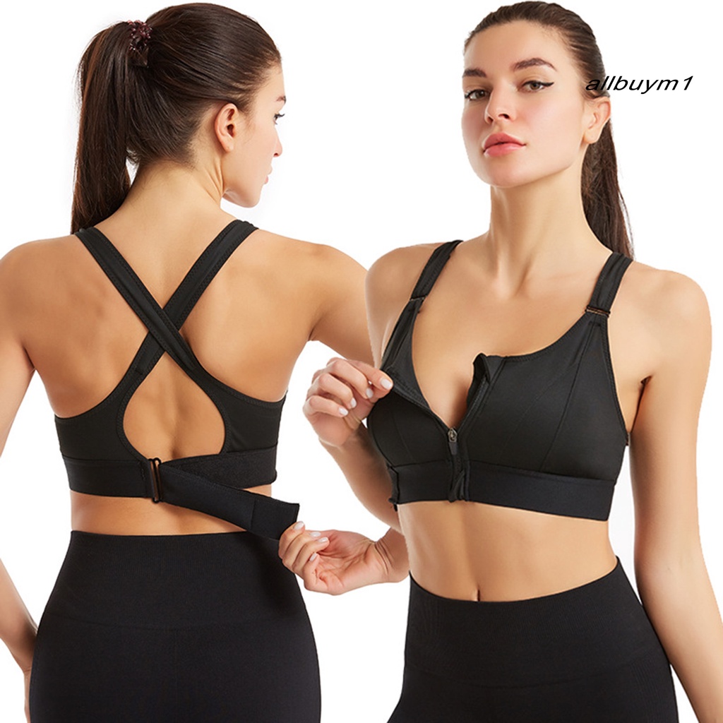 Áo Ngực Thể Thao Không Gọng Khóa Kéo Trước Chất Liệu Polyester Thấm Hút Mồ Hôi Dễ Dàng Cài Đặt