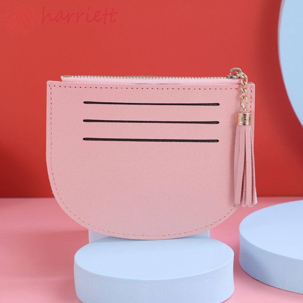 HARRIETT Ví Đựng Tiền Xu Màu Trơn Có Khóa Kéo Đơn Giản Thời Trang Cho Nam Và Nữ