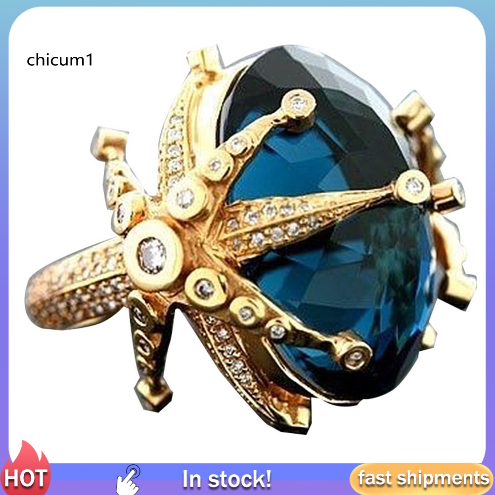 Nhẫn Cưới Mạ Bạc Hình Sao Biển Đính Đá Topaz