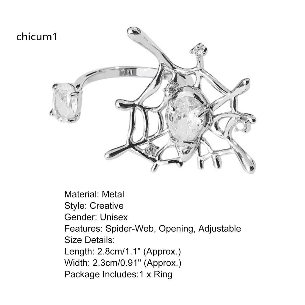 Nhẫn Hở Hình Nhện Đính Đá Lấp Lánh Có Thể Điều Chỉnh