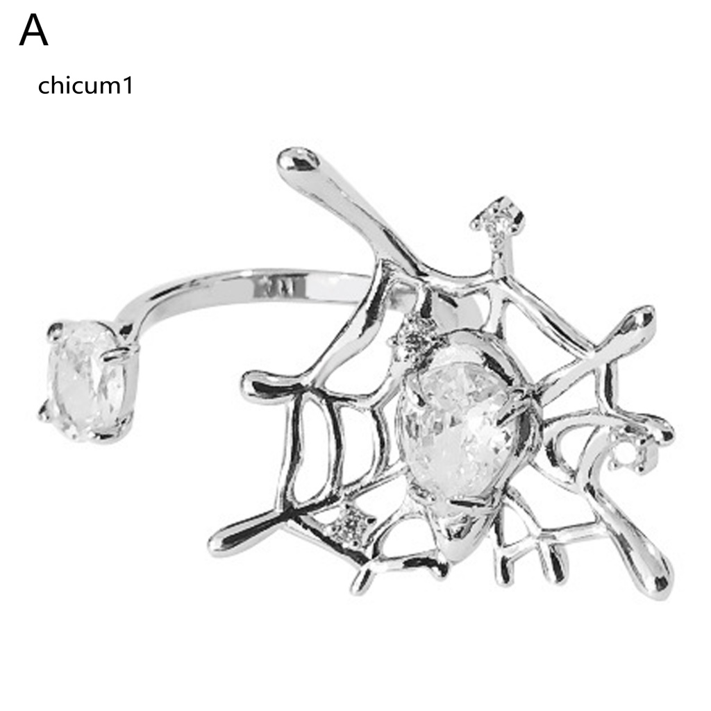 Nhẫn Hở Hình Nhện Đính Đá Lấp Lánh Có Thể Điều Chỉnh