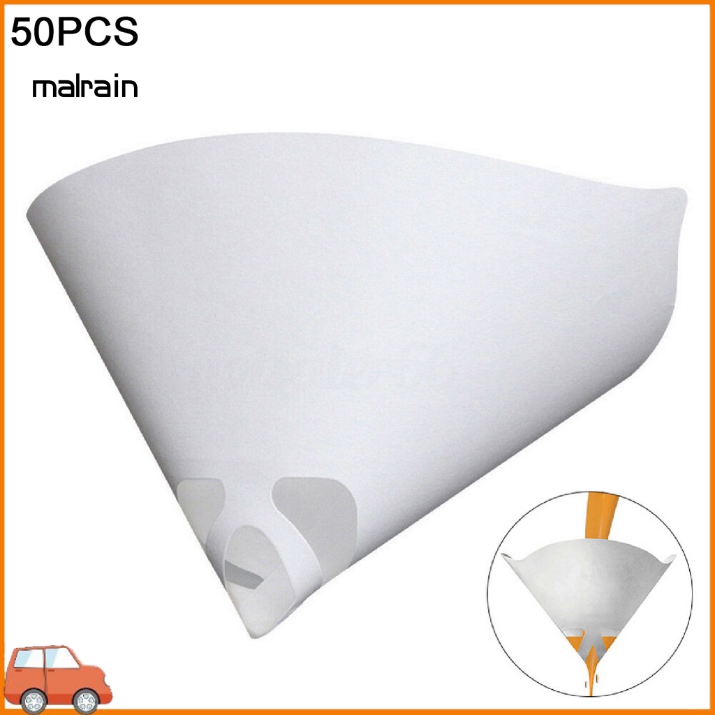 Bộ 50 Tấm Lọc Giấy Hình Nón Mật Độ Cao Màu Trắng 190 Micron Chuyên Dụng Cho Xe Hơi