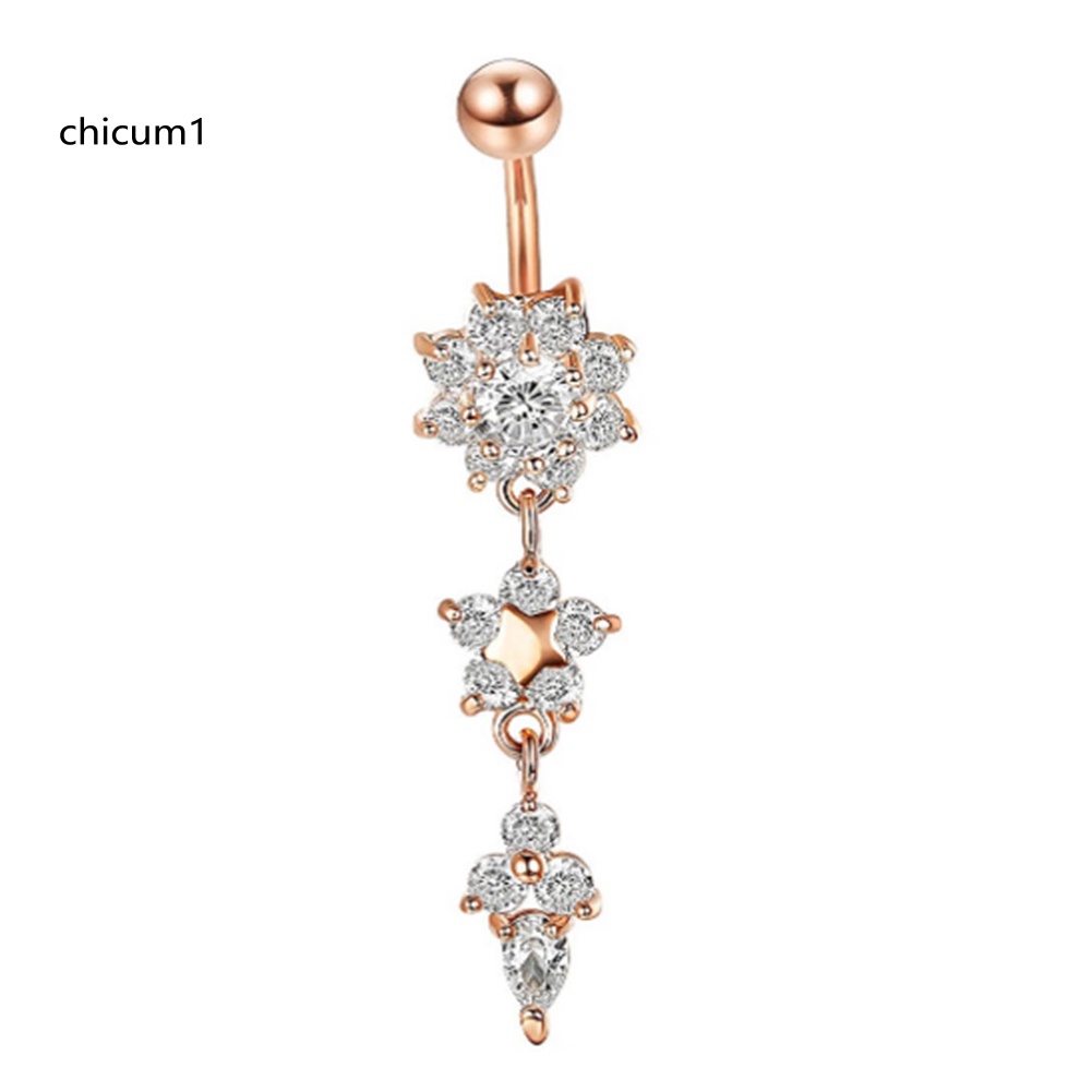 Khuyên RốN HìNh Hoa BằNg ThéP Không Gỉ ĐíNh Đá Xinh XắN