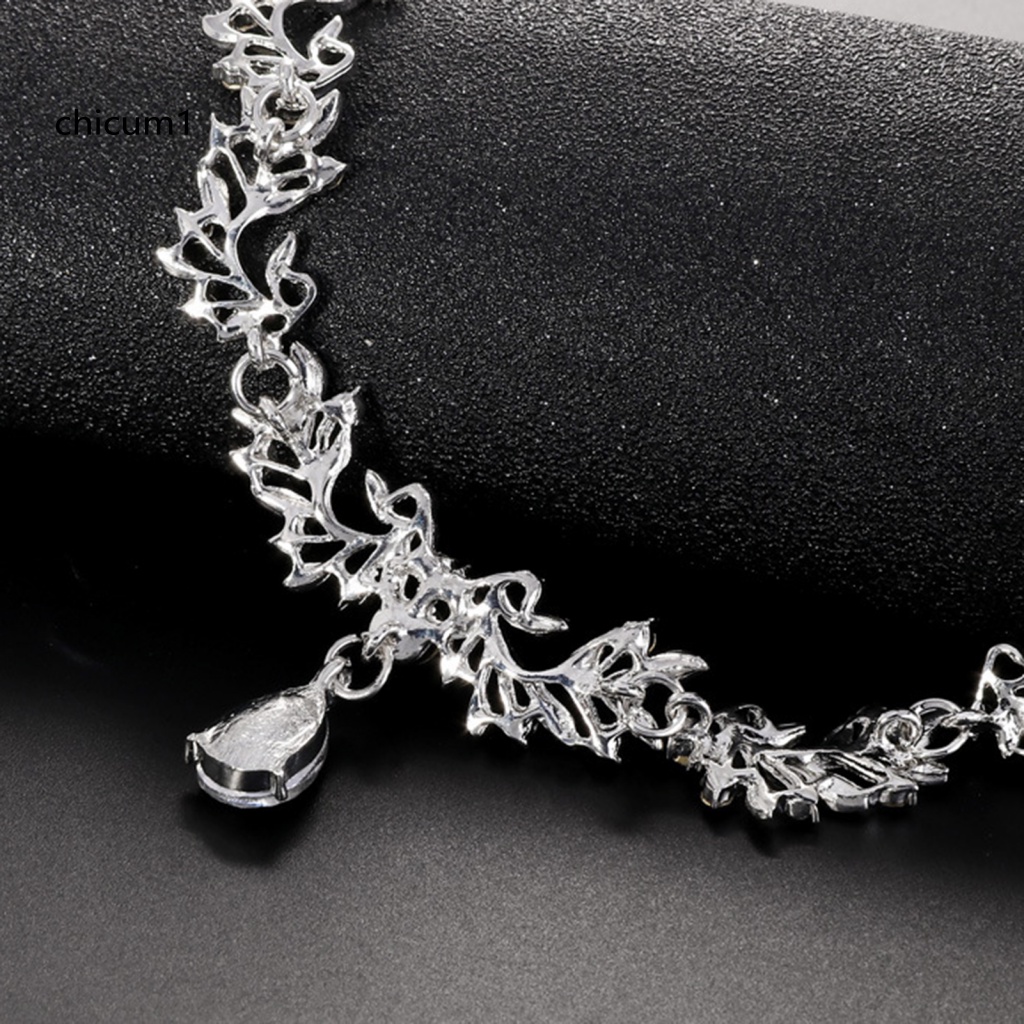 1 Set Vòng cổ + Bông Tai + Nhẫn Hình Chiếc Lá Đính Đá Siêu Nhẹ Tùy Chỉnh Thời Trang Cho Cô