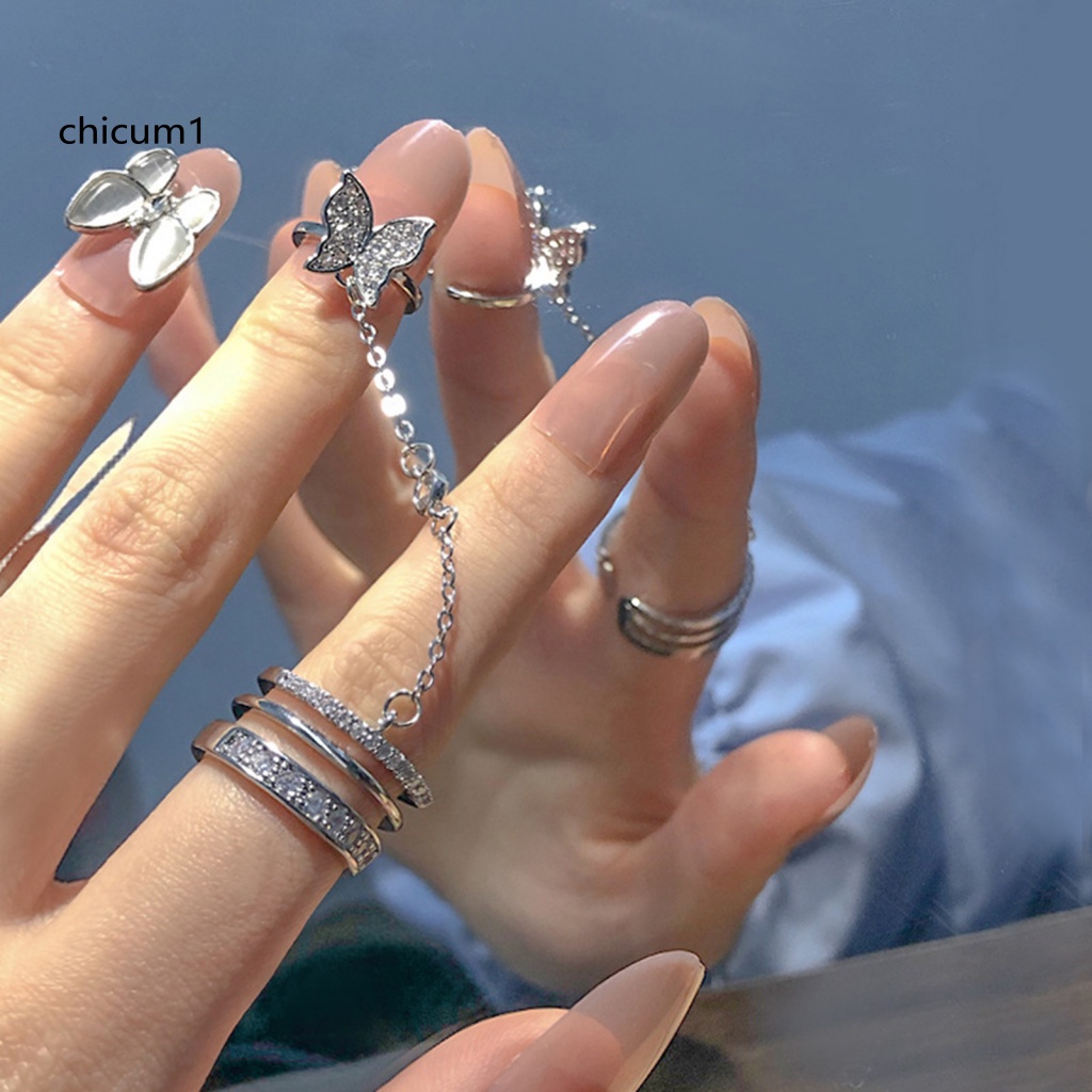 Nhẫn Hở Hợp Kim Hình Bướm Lấp Lánh Thời Trang Thích Hợp Làm Quà Tặng