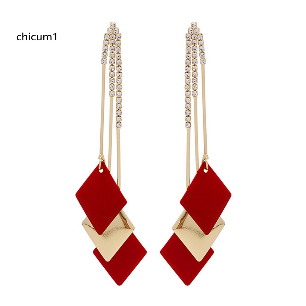 1 Cặp Bông Tai Tua Rua Đính Đá Màu Sắc Tương Phản Phong Cách Bohemian