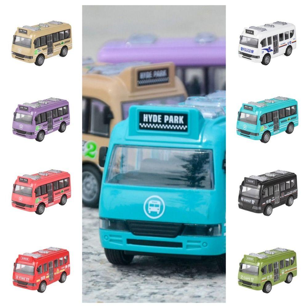 Mô Hình Xe Cảnh Sát / Xe Buýt Mở Cửa Bằng ABS Sáng Tạo Cho Bé Mẫu Giáo