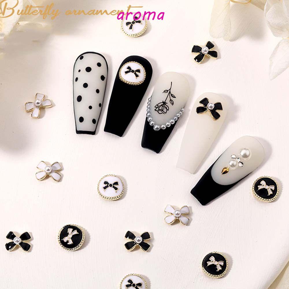 AROMA Phụ Kiện Trang Trí Móng Tay 3D Hình Nơ Sang Trọng DIY