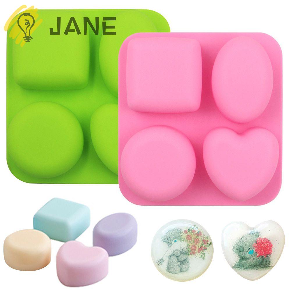 JANE Khuôn Silicone Làm Xà Phòng 3D Hình Trụ / Tròn / Trái Tim / Vuông