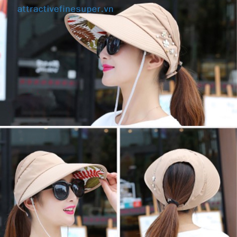 Afs Mũ Lưỡi Trai Chống Nắng Mùa Hè Gấp Được Hình Hoa Đính Ngọc Trai Cho Nữ